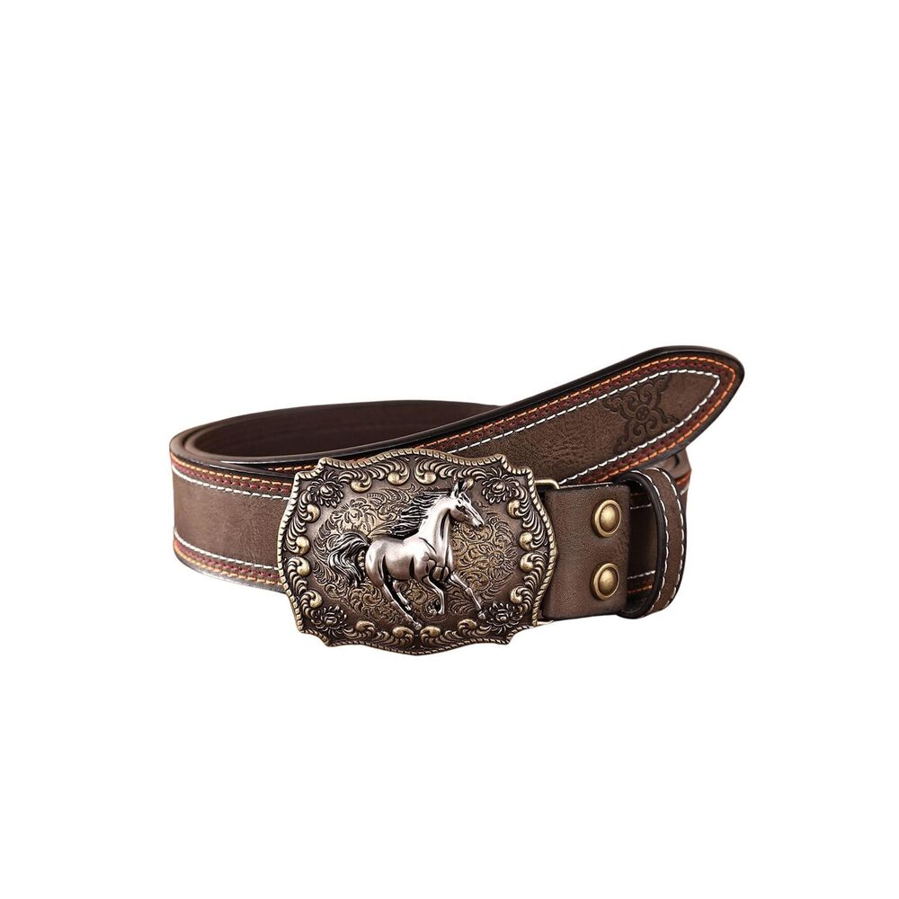 6634 Women's Retro Vintage Western Country Belt Metal Buckle Faux Leather